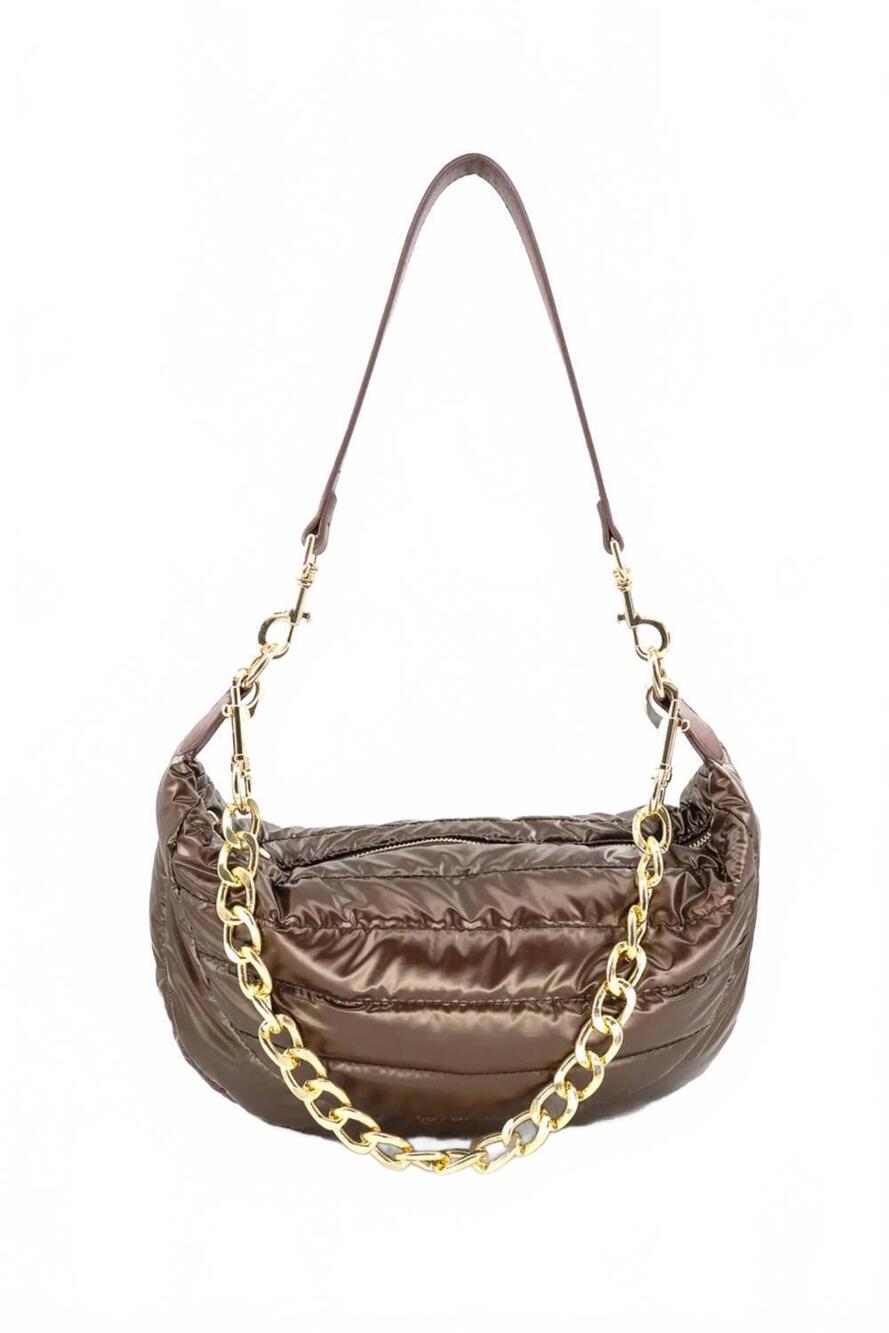 NEW BC HANDBAGS women's puffer handbag with 3 straps in brown
